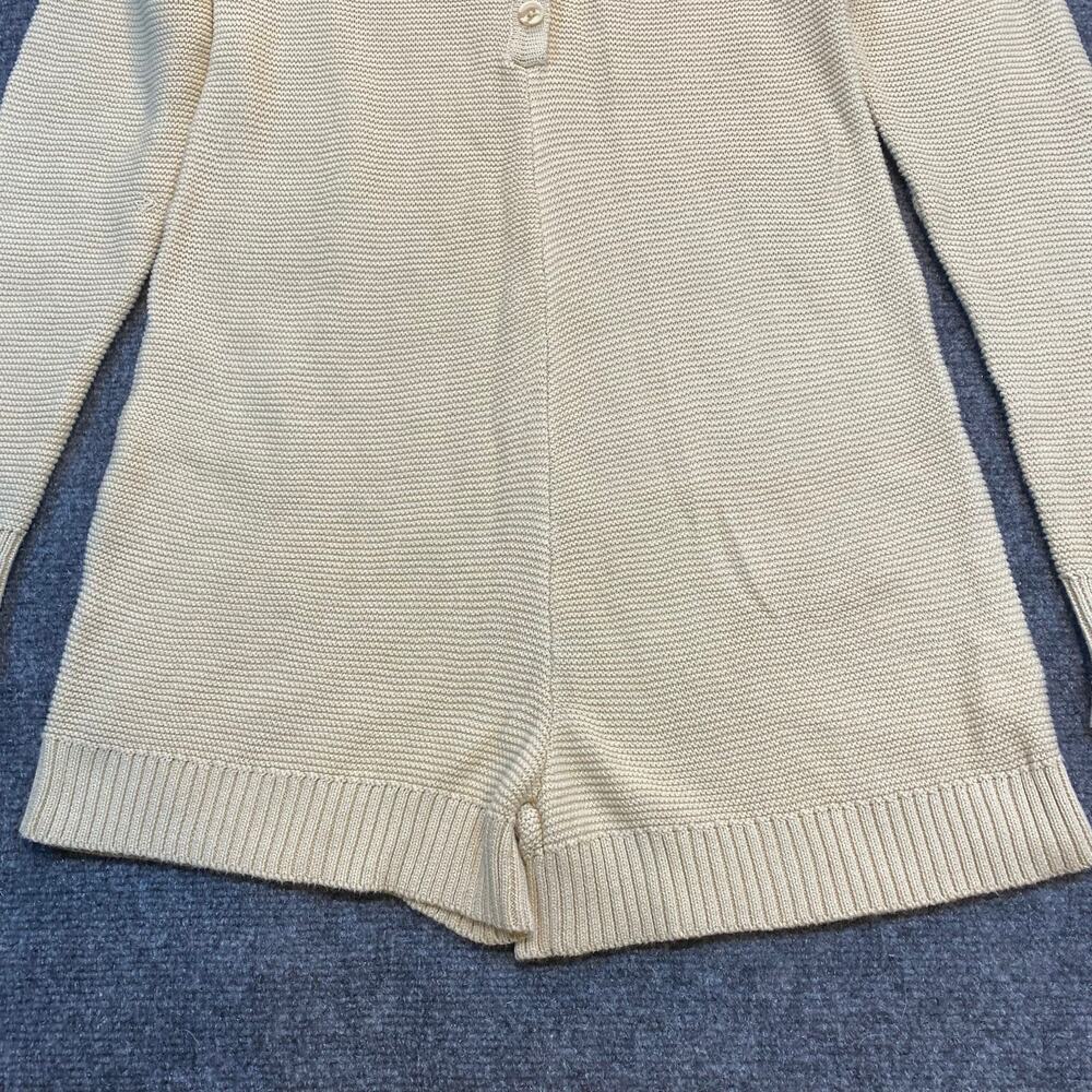 WeWoreWhat Tan Knit Romper Womens Small Long Sleeve Collared Sweater Shorts - Picture 3 of 10
